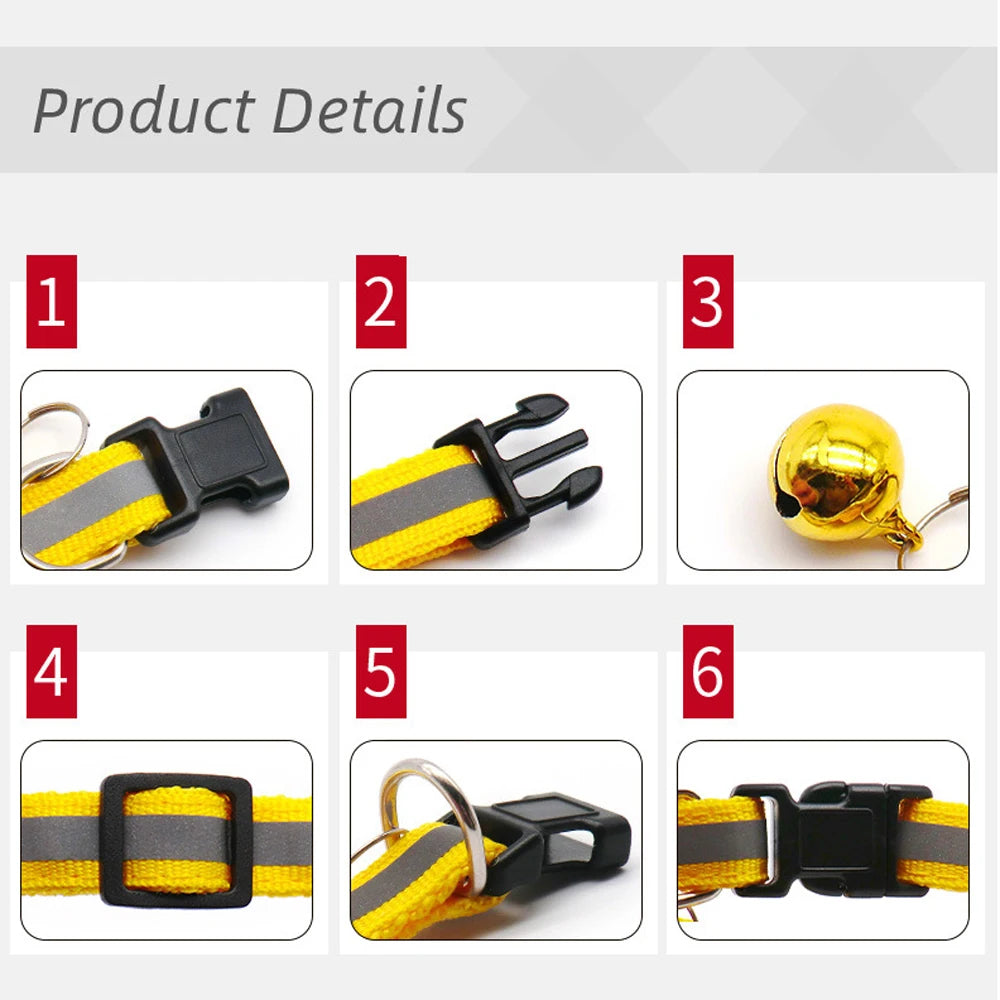 Reflective Adjustable Cat Collar with Bell